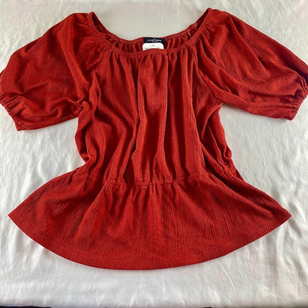 NWT Cinched Babydoll Peplum Blouse Top Love Cameron M